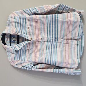 L.L. Bean Multicolor Striped Fleece Button Down